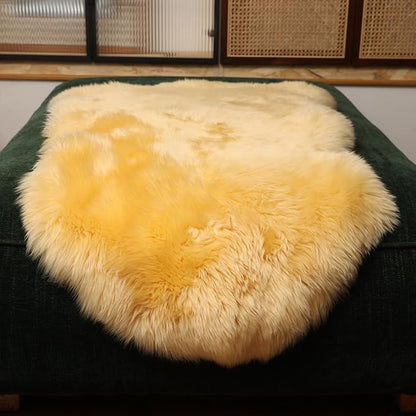 LLB Genuine Sheepskin Area Rug Wool Rug Fur Carpet Fluffy Shaggy Fur Rug for Living Room Kids Bedroom Real Sheepskin Throw Lambskin Rugs Sofa Mat Chair Seat Covers (Yellow, 2 x 3 ft Sheepskin)