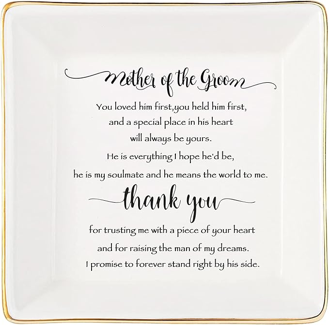 Gifts for Mother of the Groom From Bride,You Loved Him First,You Held Him First Thank You Gift for New Mom-Ceramic Jewelry Tray Trinket Dish for Women,Bridal Shower Gifts,Wedding Gifts,Mother in Law Unique Birthday Gift