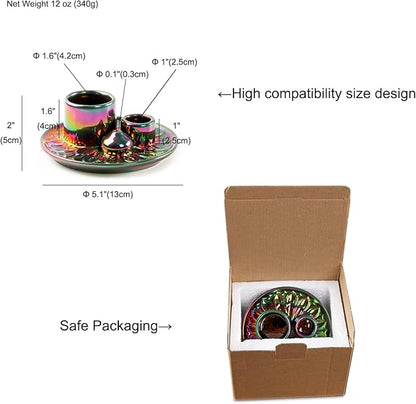 4 in 1 Multifunctional Ceramic Incense and Candle Holder with Ash Catcher Tray Suit for Burning White Sage, Palo Santo Sticks (Colorful)