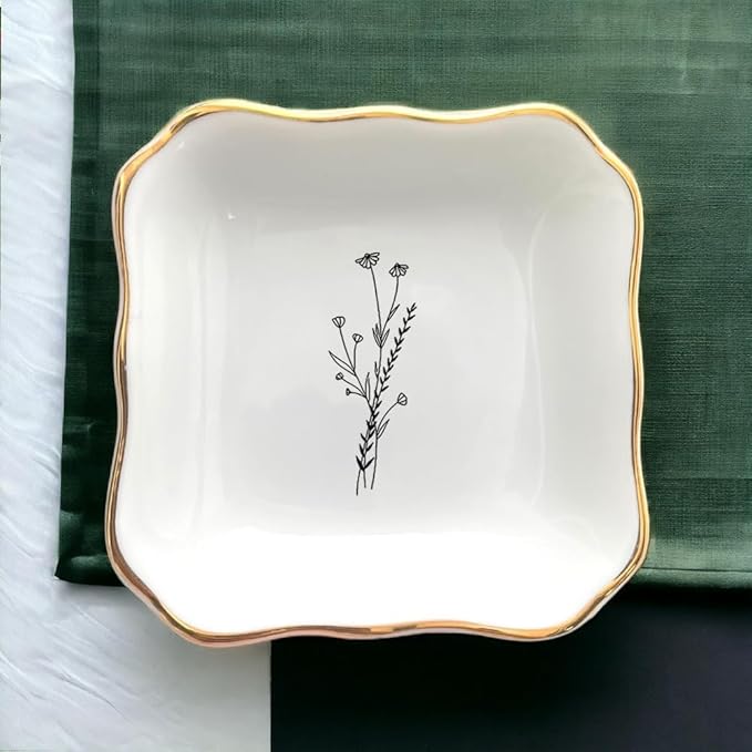 Ceramic Flower Trinket Dish, Mom Ring Dish, Bridal Shower Gift, Friendship Gift For Friend, Bride To Be Gift, Bridesmaid Gifts, Daughter Birthday Gift, Mothers Day Gift