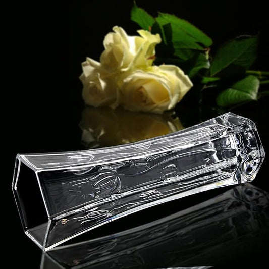 CS Crystal Vase 12-inch high, Tulip Design, for Flowers & Decor. Lovely Nice Shiny Piece. Perfect as a Gift, Suitable for All Occasions.