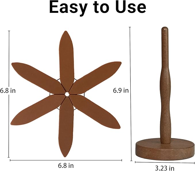 Silicone Trivets Mat Set for Hot Dishes - Tree Trivets with Stand - Hot Pads Pot Holders for Kitchen (Brown)