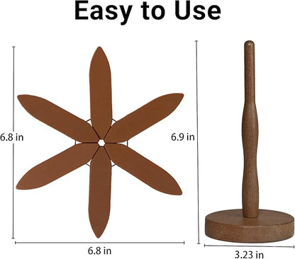 Silicone Trivets Mat Set for Hot Dishes - Tree Trivets with Stand - Hot Pads Pot Holders for Kitchen (Brown)