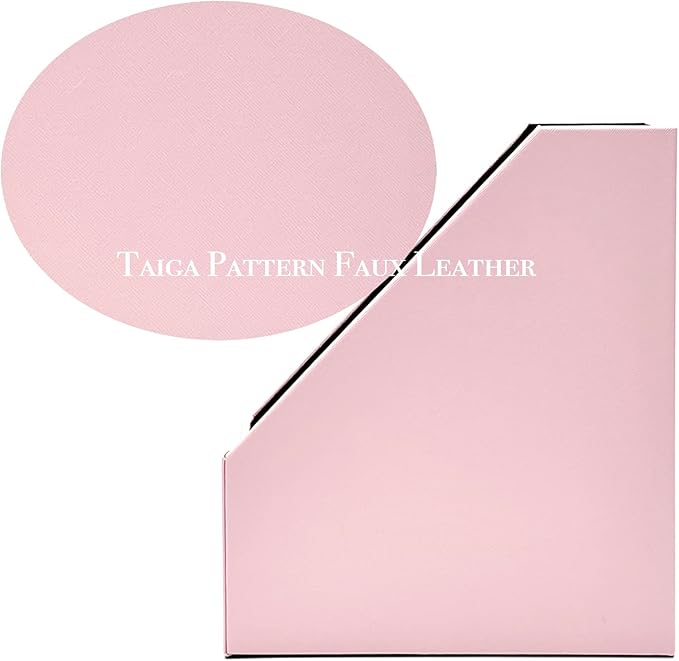 UnionBasic Magazine File Holder, Leatherette Desktop Document Organizer, Home Office Paper Holder File Storage Literature Sorter, Pink