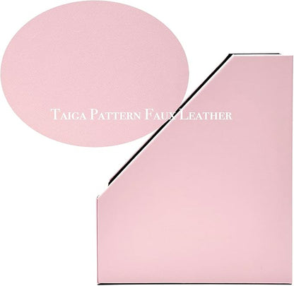 UnionBasic Magazine File Holder, Leatherette Desktop Document Organizer, Home Office Paper Holder File Storage Literature Sorter, Pink