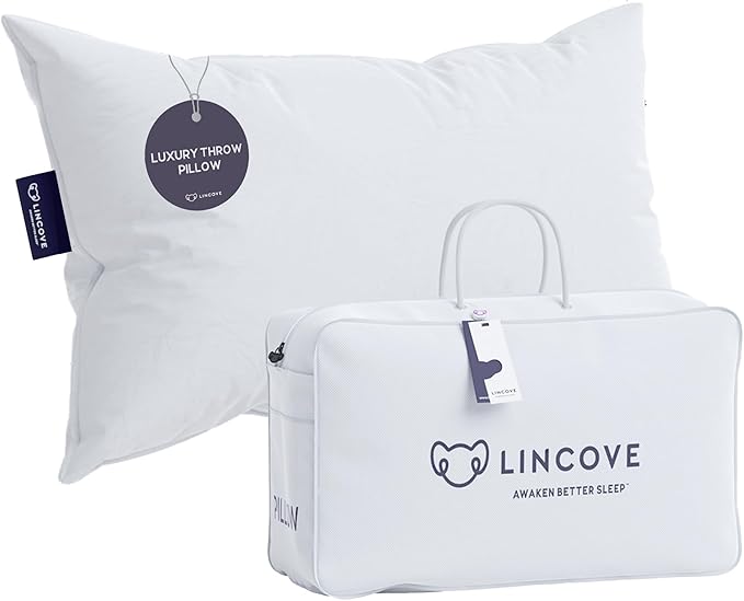 Lincove Euro Throw Pillow Insert Rectangular 12"x16" Pillow – Made in Canada, 100% Cotton Shell, Down Alternative Filling, Vegan-Friendly, Hypoallergenic - Decorative Couch Pillows, 2 Pack