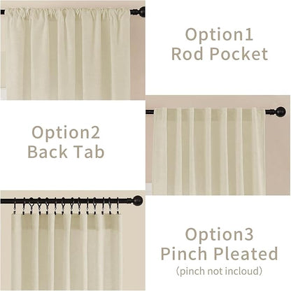 Joydeco Linen Curtains 72 Inch Length 2 Panel Sets,Light Filtering Curtains for Bedroom 52 Inch Wide Living Room Drapes with Back Tabs & Rod Pockets (W52 x L72 Inch, Linen)