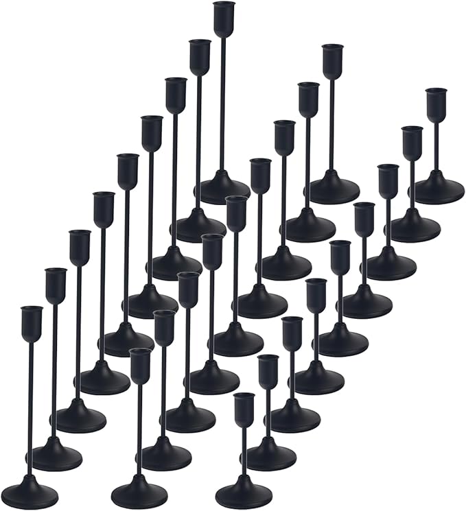 27 Pcs Black Candlestick Holders Set - Vintage Brass Taper Candle Holder for Pillar Candles - Modern Decorative Centerpiece for Wedding Fireplace Mantel Decor - Cozy Atmosphere Housewarming Gift