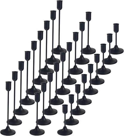27 Pcs Black Candlestick Holders Set - Vintage Brass Taper Candle Holder for Pillar Candles - Modern Decorative Centerpiece for Wedding Fireplace Mantel Decor - Cozy Atmosphere Housewarming Gift