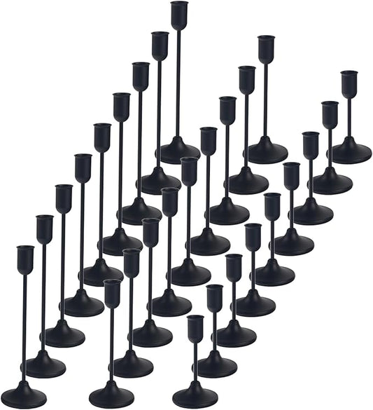 27 Pcs Black Candlestick Holders Set - Vintage Brass Taper Candle Holder for Pillar Candles - Modern Decorative Centerpiece for Wedding Fireplace Mantel Decor - Cozy Atmosphere Housewarming Gift