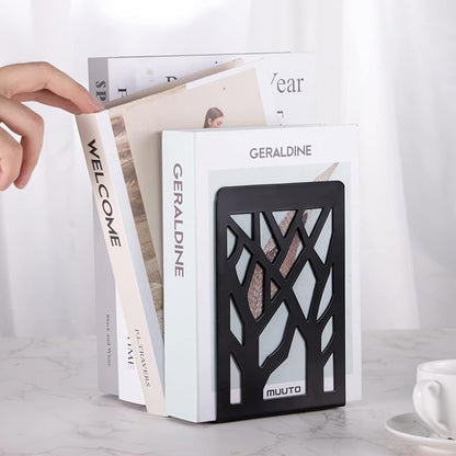 Metal Bookends Black 6 Pair - Heavy Duty Book Stoppers for Shelves - Decorative Book Ends
