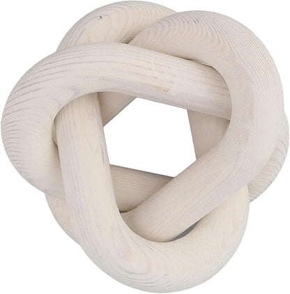 Wood Knot Decor, 3-Link Wood Chain Link Decor Boho Wooden Ornaments Small White Coffee Table Decoration for Bookcase Coffee Table Living Room