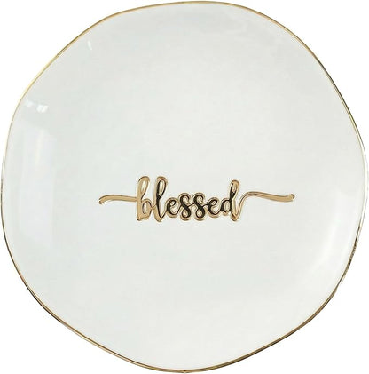 InnoBeta Blessed Gifts for Women, Blessed Jewelry Dish 4.75" - Decorative Trinket Dish for Rings Earrings Keys - Birthday, Mother's Day