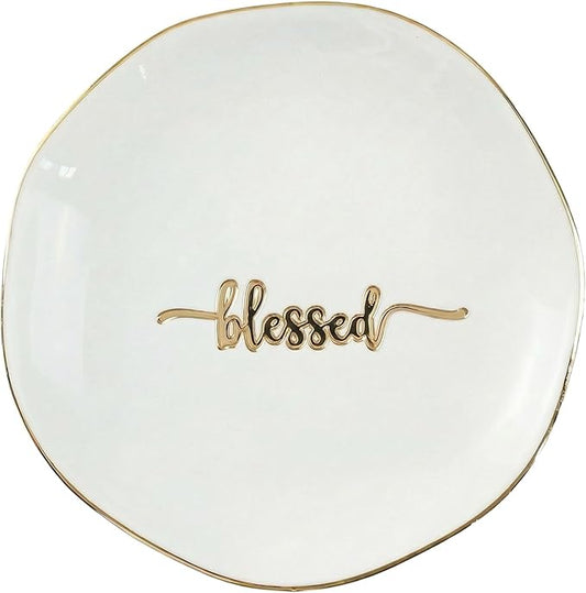 InnoBeta Blessed Gifts for Women, Blessed Jewelry Dish 4.75" - Decorative Trinket Dish for Rings Earrings Keys - Birthday, Mother's Day