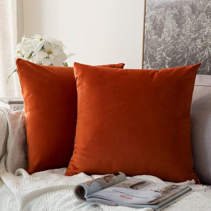 MIULEE Burnt Orange Pillow Covers 18x18 Inch Soft Velvet Throw Pillow Covers Decorative Square Pillowcases Modern Home Decor for Sofa Bedroom Couch