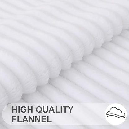 Simmore Decorative Spring Throw Pillow Covers 12x20 Set of 2, Soft Natural Plush Flannel Double-Sided Fluffy Lumbar Pillow Covers for Couch Sofa Living Room, White