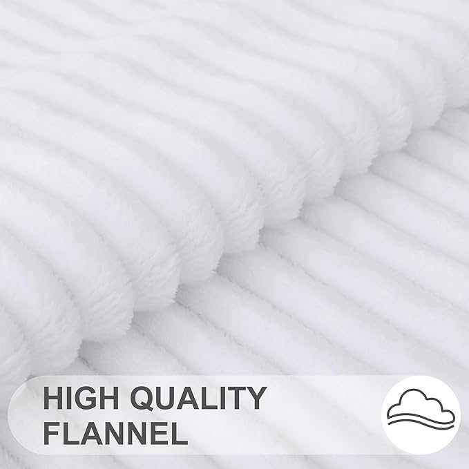 Simmore Decorative Spring Throw Pillow Covers 20x20 Set of 2, Soft Natural Plush Flannel Double-Sided Fluffy Couch Pillow Covers for Sofa Living Room, White