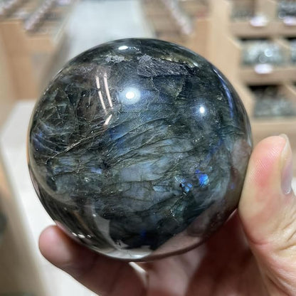 6-7CM/2.36-2.76inch Natural Crystal Ball Labradorite Sphere Moonstone Stone Crafts Polished Decorative Sphere Reiking Healing Crystals Ball Stone Fengshui Home Decoration (Labradorite, 60-70mm)