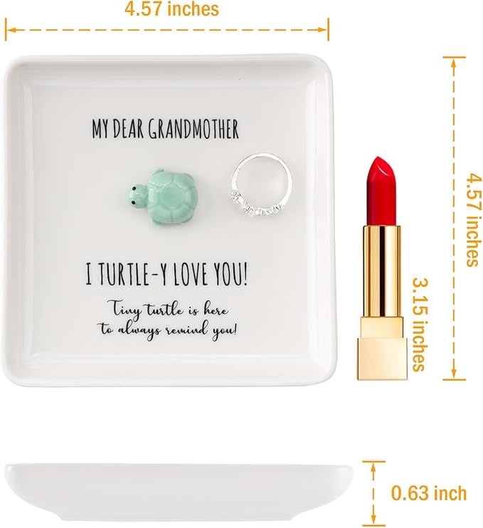 HOME SMILE Turtle Jewelry Dish Tray-Grandma Gifts Mothers Day Birthday Gifts for Grandma from Granddaughter Grandson Grandkids,I Turtley Love You Gifts