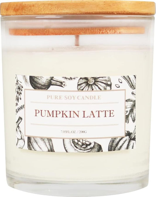 Aronica Fall Candle - Pumpkin Chai & Vanilla Scent, Room Decor Aesthetic, Cinnamon Spice White Candle for Home