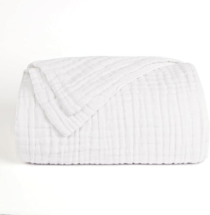 Love's cabin 6 Layer 100% Cotton Muslin Blanket, 90"x90" Muslin Blanket Queen for Couch Bed, Lightweight and Breathable Cotton Gauze for Adult, White