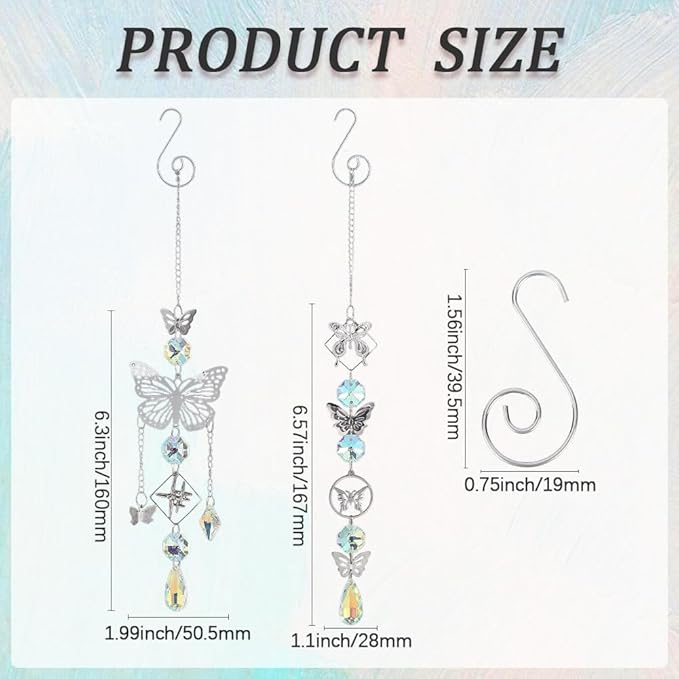 SUNNYCLUE 1 Box DIY 4 Sets Suncatcher Kits Crystal Butterfly Suncatchers Prism Rainbow Maker Star Moon Butterflies Hanging Sun Catchers for Windows Indoor Outdoor Home Garden Party Wedding Decor Gifts