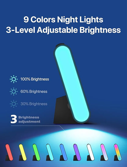MASHI Alarm Clocks for Bedrooms, 8.54" LED Digital Clock with 9 Color Changing Night Light, Adjustable Brightness, DST,Heavy Sleepers,Temperature for Living Room, Ideal Gift for Kids,Teens,Seniors
