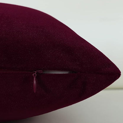 mixeoo Comfy Burgundy Red Throw Pillow Covers Decorative Lumbar Solid Rectangle Thick Velvet Super Soft Cushion Cases Home Decor for Sofa Couch Living Room Chair, Set of 2, 12 x 20 Inch