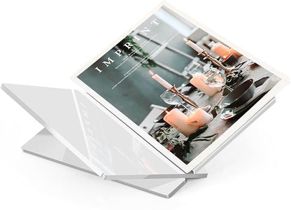 Acrylic Book Stand Large White Acrylic Book Holder, 12.5" x 9.5" x 5.7", Open Book Holder Stand for Display and Reading Cookbooks, Art Books, Bibles, Magazines - Home and Office (White, Large)