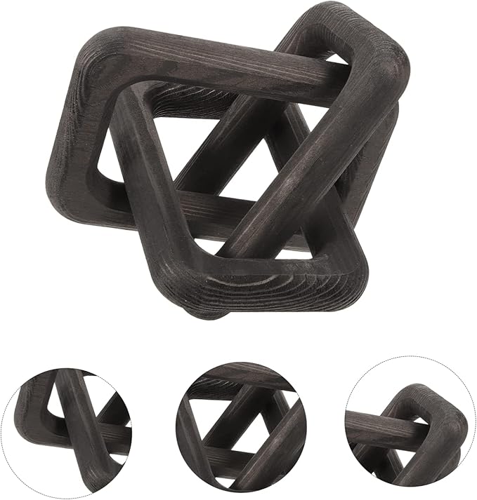 ABOOFAN Rustic Wood Chain Link Decor Minimalist Wall Hanging Accent for Home Shelf Table Decorations Pine Wood Design for Living Room Bedroom Office