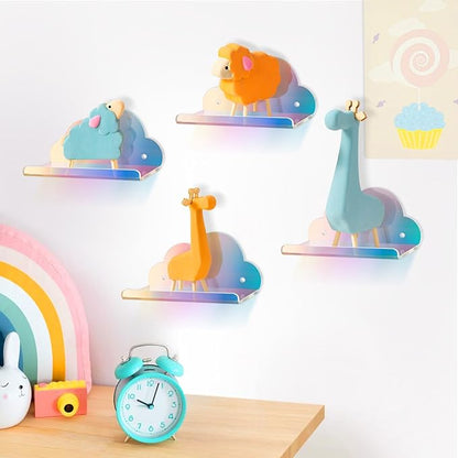 NiHome Iridescent Acrylic Floating Shelves, 4 Pack Cloud Shelves,Small Floating Shelf for Wall, Wall Mountable and Multi-Functional for Home Décor, Bathroom, Kitchen, Bedroom (Small, 4 Pack)