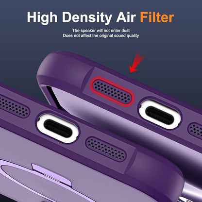 Compatible with iPhone 15 Plus Case with Invisible Magnetic O-Ring Stand Military-Grade Translucent Case for iPhone 15 Plus 6.7" [Compatible with Mag-Safe][Great Grip Feeling], Purple