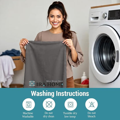 100% Egyptian Cotton Cushion Covers 26x26 Inch, 800 Thread Count - Decorative Pillow Covers for Sofa, Bed & Office - Soft, Durable, Breathable Luxury Throw Pillowcases - Pack of 2, Dark Grey