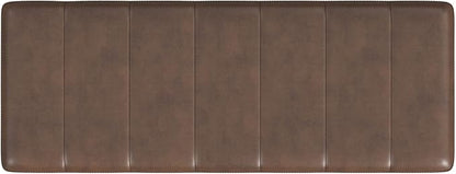 HomePop Theodore Decorative Bench with Metal Base, Brown PU Leather
