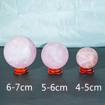 4-5CM/1.58-1.97inch Natural Pink Crystal Ball Labradorite Sphere Moonstone Stone Crafts Polished Decorative Sphere Reiking Healing Crystals Ball Stone Fengshui Home Decoration (40-50mm, Pink Crystal)