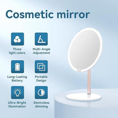 Makeup Mirror with Lights, 4K Ultra-Clear Reflection, Long-Press Adjustable Brightness, 3 Glow Settings, Flexible Multi-Angle Design – Perfect for Makeup and Valentines Day Gifts for Her