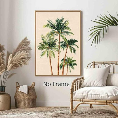 Palm Tree Wall Art Tropical Beach Wall Art Tropical Scenery Summer Beach Poster Green Plants Pictures Watercolor Tree Prints Aesthetic Modern Abstract Painting Living Room Decor 16x24inch No Frame