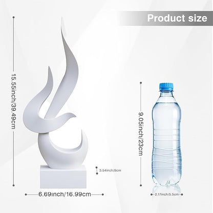 White Fire Flame Sculpture, Modern Abstract Resin Statue, Art Statue Home Decor for Living Room TV Stand Coffee Table Shelf Accents Decor