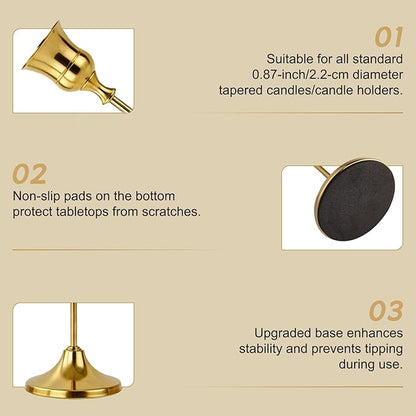 Candlestick Holders 6pcs Gold Candle Holders, Brass Metal Taper Candle Holders, Vintage Modern Decorative Centerpiece Candle Sticks Holder Decor for Table Mantel Wedding Party Housewarming Gift
