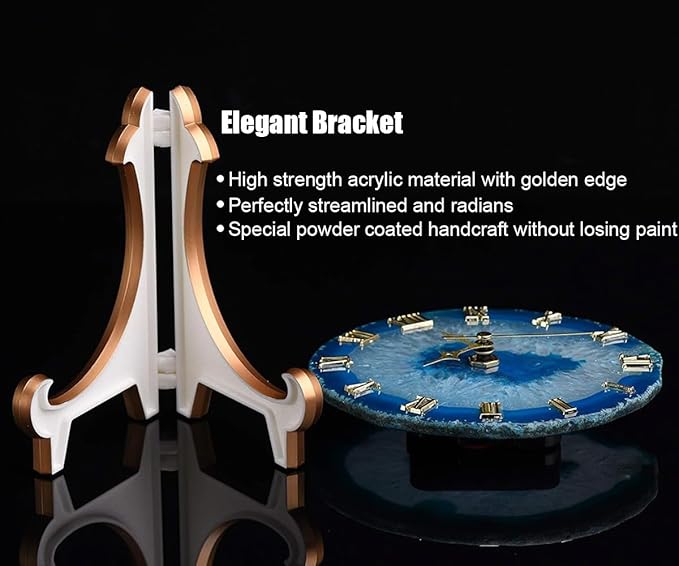 JIC Gem Agate Clock Crystal Desk & Shelf Clocks Home Decor (Blue)