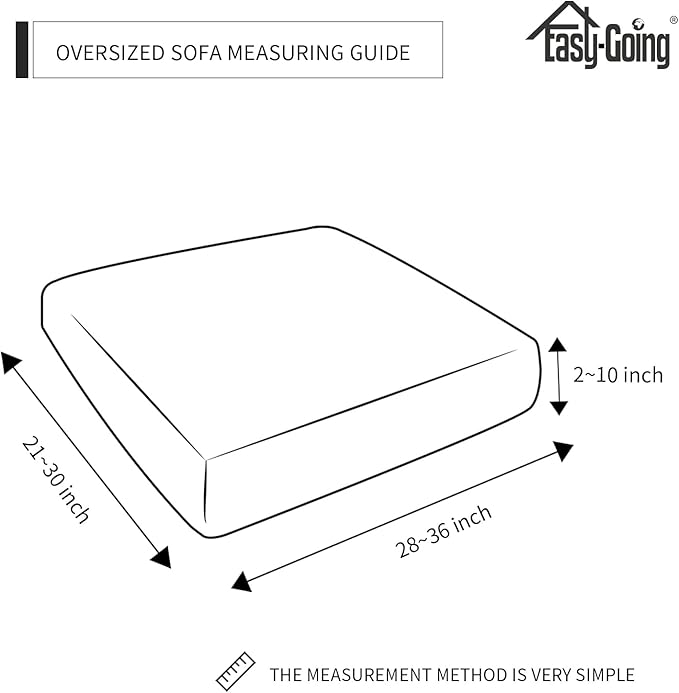 Easy-Going 100% Waterproof Chair Oversized Sofa Seat Cushion Slipcovers Couch Cushion Cover Stretch Furniture Protector for Kids, Pets (3-Piece Oversized Sofa Cushion, Grey)