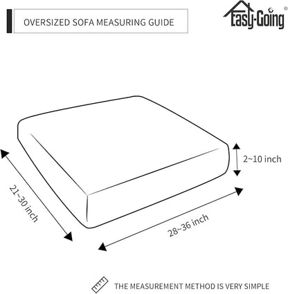 Easy-Going 100% Waterproof Chair Oversized Sofa Seat Cushion Slipcovers Couch Cushion Cover Stretch Furniture Protector for Kids, Pets (3-Piece Oversized Sofa Cushion, Light Gray)