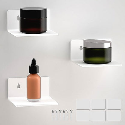 Acrylic Small Adhesive Wall Shelves,Mini Floating Shelves,Acrylic Display Shelves,Ledges for Pop Figures,Plant,Picture Photo Modern Wall for Bedroom Decor Living Room