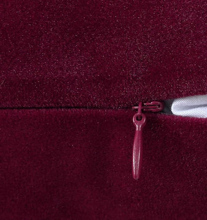 mixeoo Comfy Burgundy Red Throw Pillow Covers Decorative Square Solid Thick Velvet Super Soft Cushion Cases Home Decor for Sofa Couch Living Room Chair, Set of 1, 24 x 24 Inch