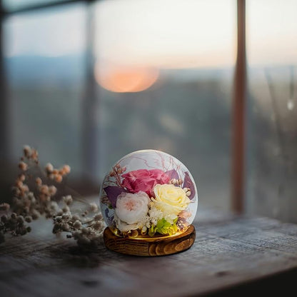 Eternal Flowers for Decoration: Preserved Flowers in Glass Dome, Unique Forever Flower Gift for Her BBF – Perfect flower arrangement for Home Décor - Flowers for Delivery Prime (Red)