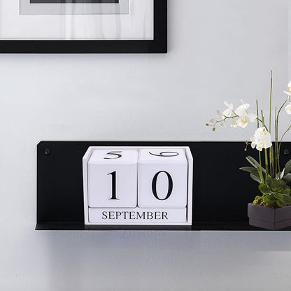 Wooden Gaobei Desk Blocks Calendar Perpetual Block Month Date Display （White)