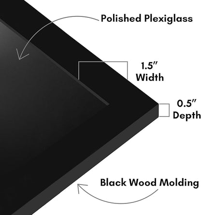 Americanflat 16x22 Picture Frame with Polished Plexiglass - Black Picture Frame - Wide Photo Frames Made of Engineered Wood for Vertical or Horizontal Wall Display - Epic Collection - Black