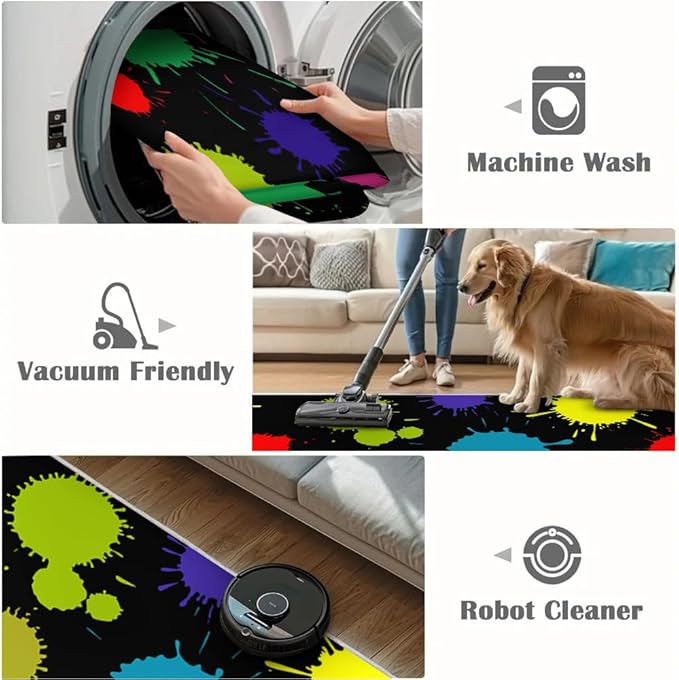 Colorful Paint Splash Rug 6x9 Large Area Rugs Abstract Grunge Multicolor Rugs Ultra Soft Non Slip Washable Carpet for Teens Boys Girls Kids Living Room Bedroom Nursery Study Office Hallway