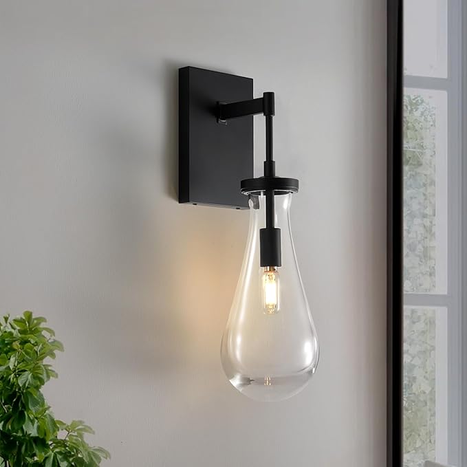 17" L Wall Sconces,Black Wall Lights Fixtures Bathroom Vanity Light Morden Wall Sconce Raindrop Wall Lamps for Living Room,Bedroom,Hallway,Stairs,Indoor