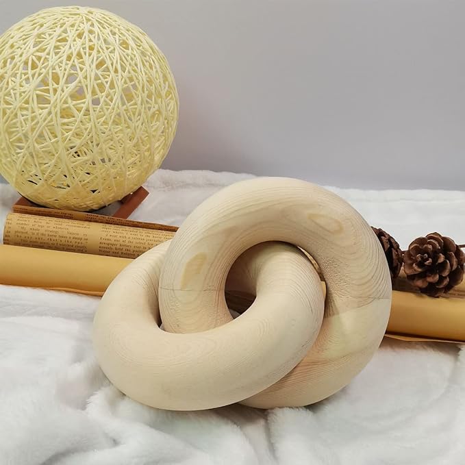 Wood Chain Link Decor Knot Decor，2-Link Hand Boho Carved Wood Chain Suitable for Bedroom, Living Room, Coffee Shop Decoration (Wood color)…